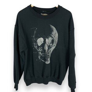 Black Matter Skull Sweatshirt Goth Men Size‎ Large Long Sleeve Halloween Graphic